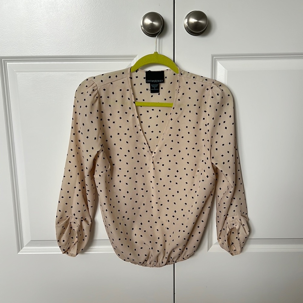 Beige & Black Cynthia Rowley Top, Small